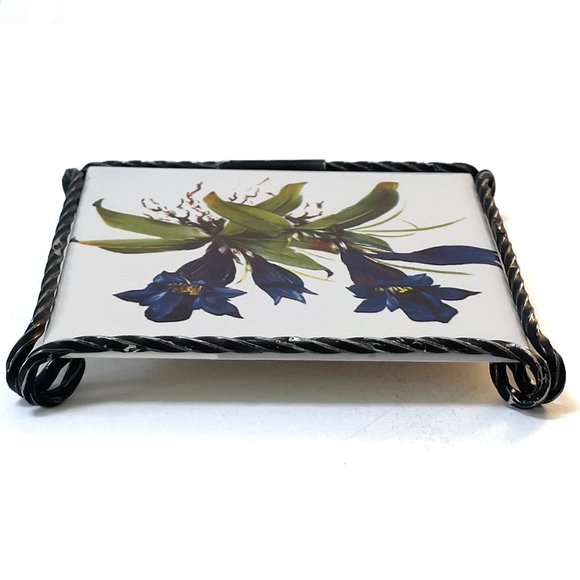 Vintage VILLEROY & BOCH Tile Trivet Blue Floral - Picture 6 of 9